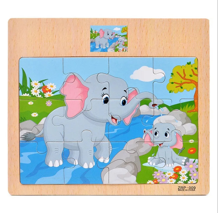 BrainBlox™ – Wooden Puzzle Set for Toddlers (Animals & Vehicles)