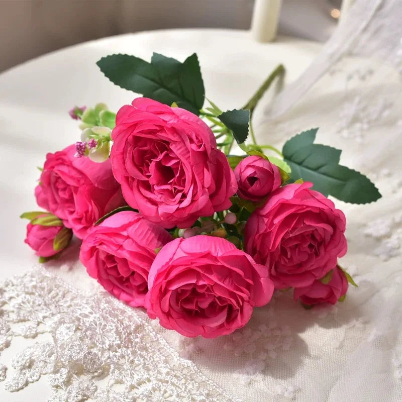 RoseBliss™ – 30cm Peony Silk Bouquet for Weddings & Home Décor