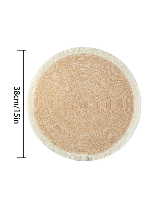 FringeNest™ – Modern Round Table Placemats (Set of 4, Non-Slip)