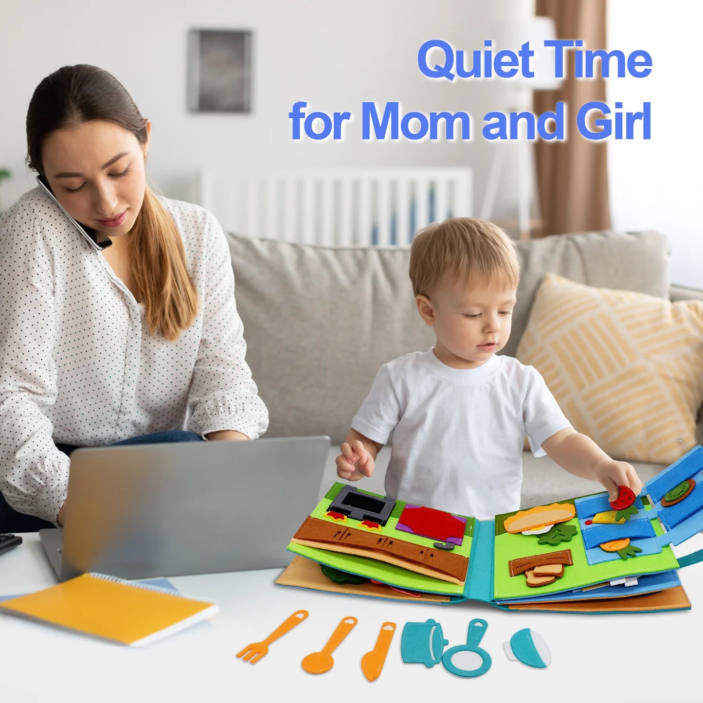 BusyBrains™ Montessori Quiet Book 📘🧠 – Life Skills & Learning Fun for Toddlers (Ages 3-6) 👶✨