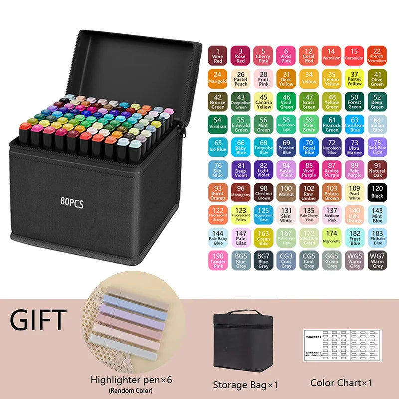✍️ InkMaster™ Pro Marker Set – Permanent Dual-Tip Drawing Pens for Artists & Students (24–262 Colors)