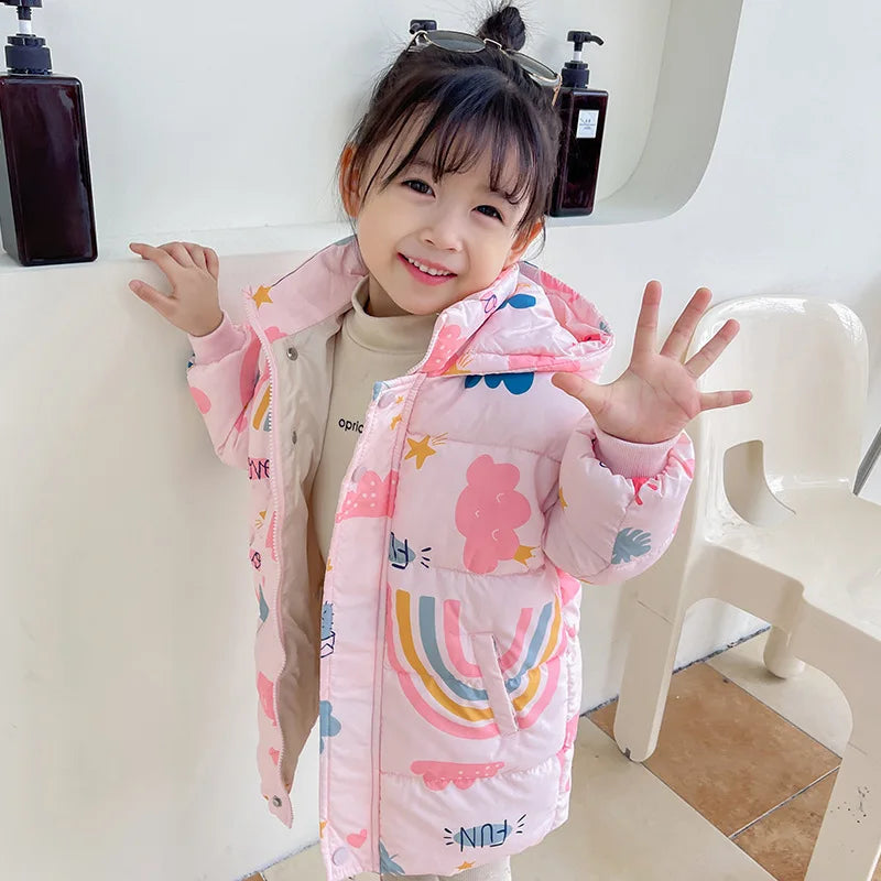 SnowSnug™ – Toddler Cotton Winter Jacket with Hood (2–7 Years)