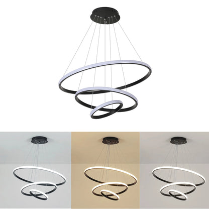 LumaCirque™ – Adjustable Circular Pendant Chandelier (3-Ring LED)