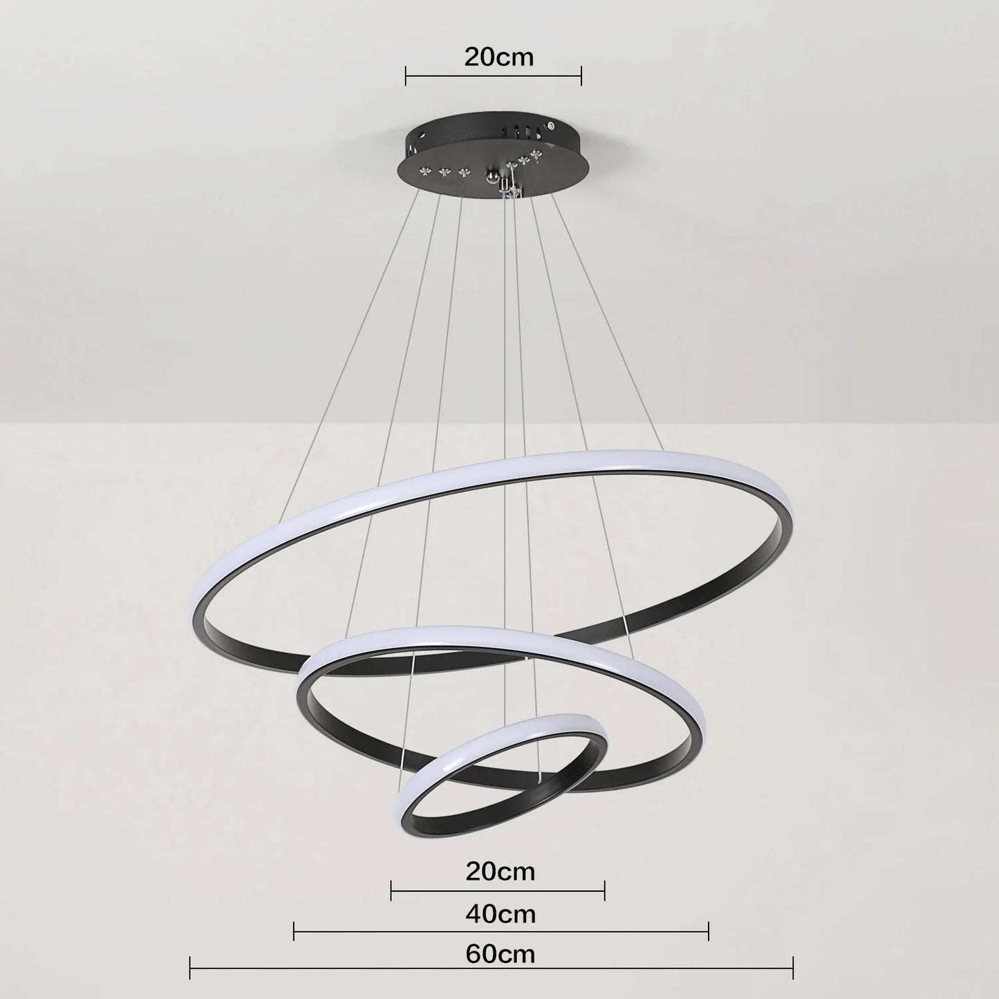 LumaCirque™ – Adjustable Circular Pendant Chandelier (3-Ring LED)