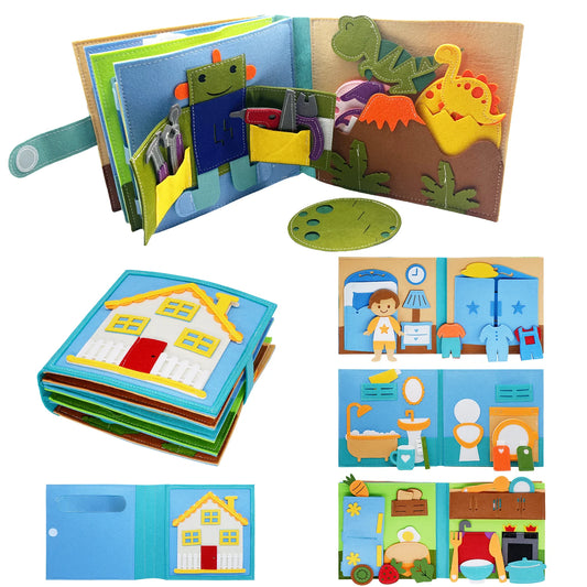 BusyBrains™ Montessori Quiet Book 📘🧠 – Life Skills & Learning Fun for Toddlers (Ages 3-6) 👶✨