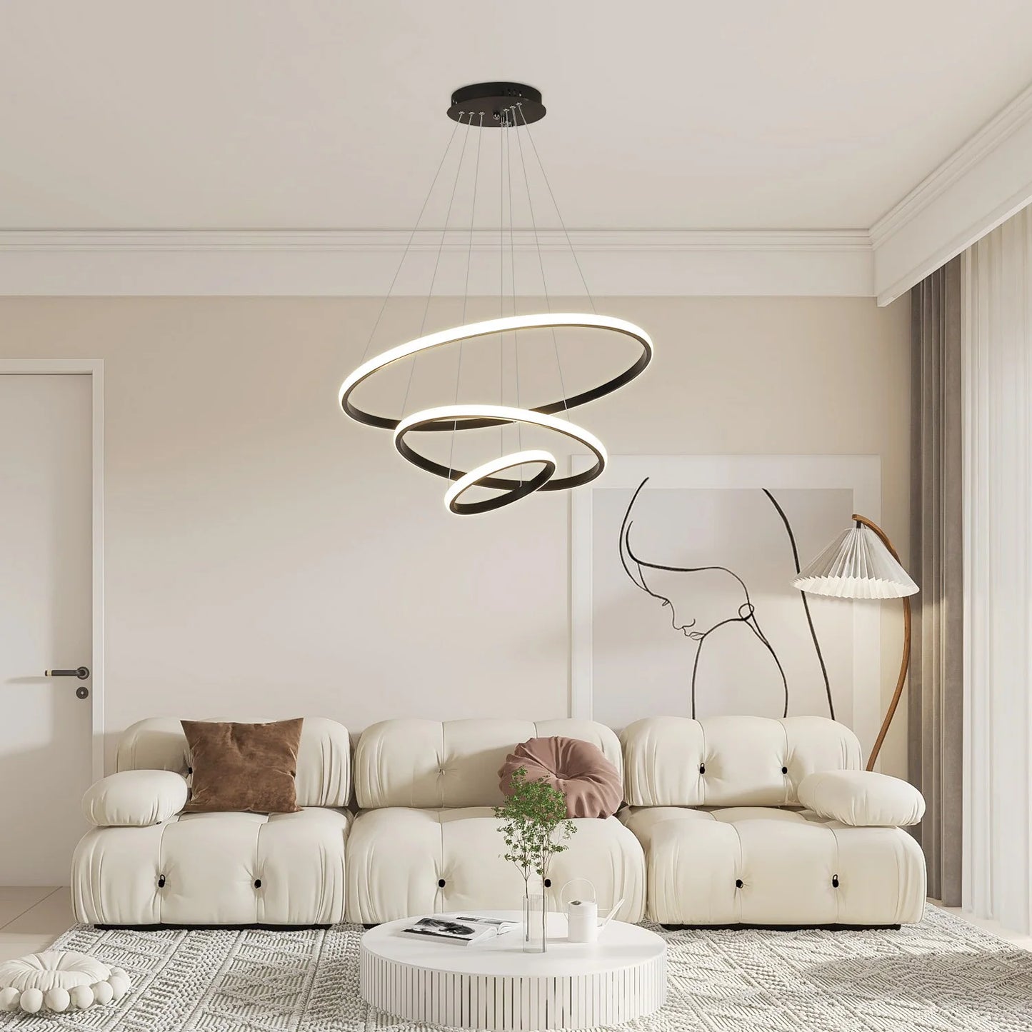 LumaCirque™ – Adjustable Circular Pendant Chandelier (3-Ring LED)