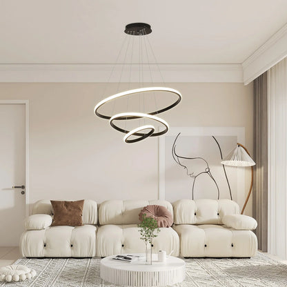 LumaCirque™ – Adjustable Circular Pendant Chandelier (3-Ring LED)