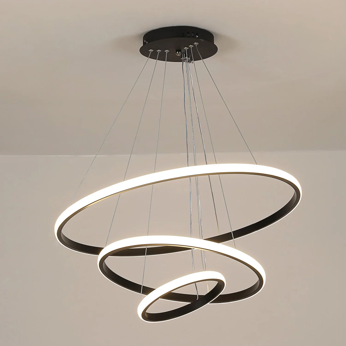LumaCirque™ – Adjustable Circular Pendant Chandelier (3-Ring LED)