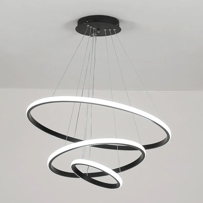 LumaCirque™ – Adjustable Circular Pendant Chandelier (3-Ring LED)