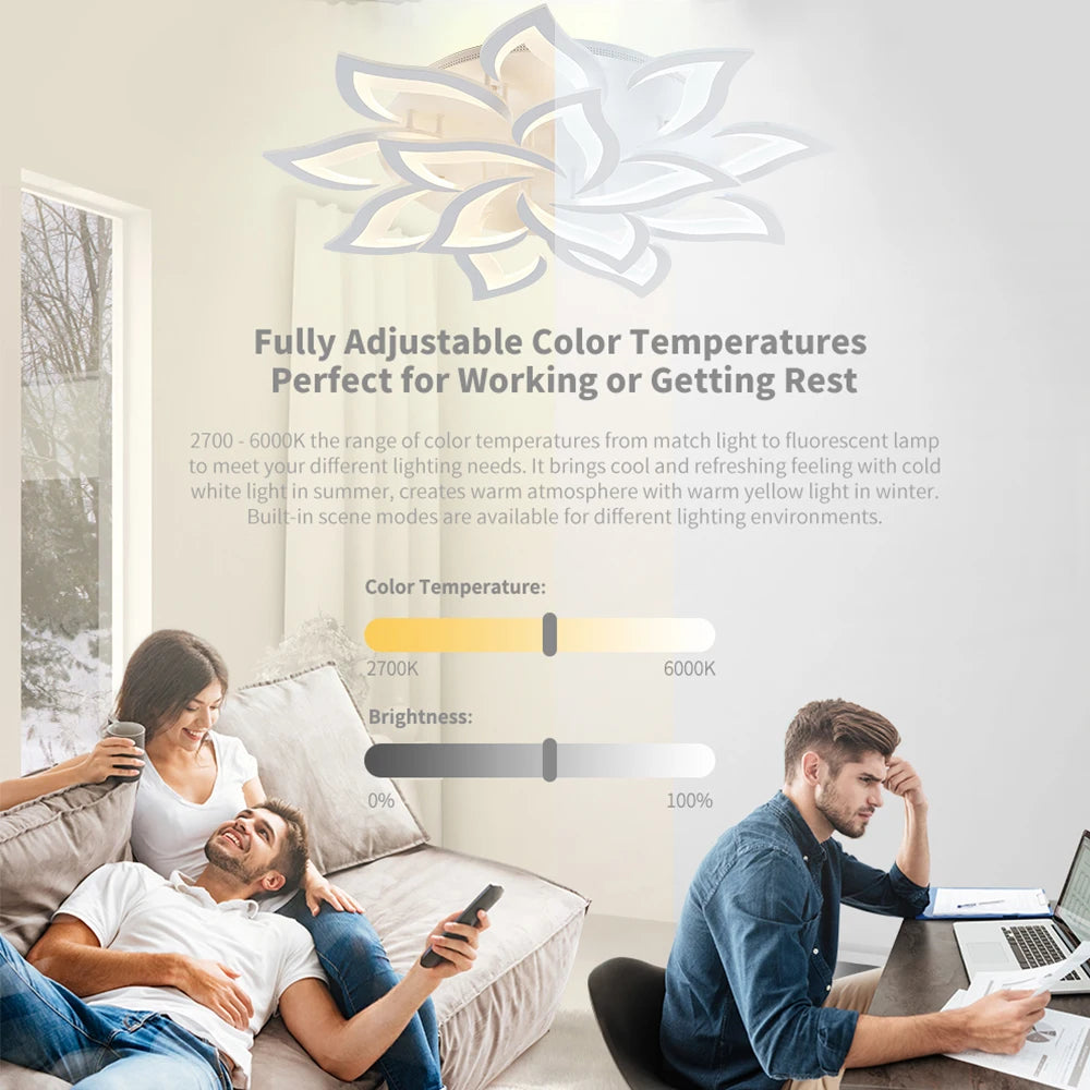 LumaGlow™ – Smart LED Ceiling Chandelier (Dimmable Pendant Light)