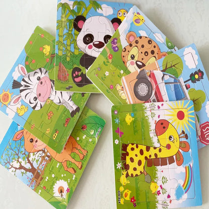 BrainBlox™ – Wooden Puzzle Set for Toddlers (Animals & Vehicles)