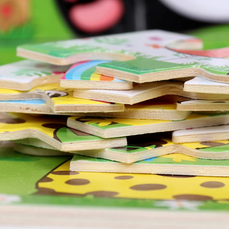 BrainBlox™ – Wooden Puzzle Set for Toddlers (Animals & Vehicles)