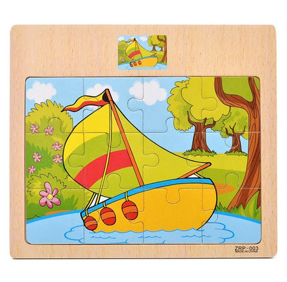 BrainBlox™ – Wooden Puzzle Set for Toddlers (Animals & Vehicles)