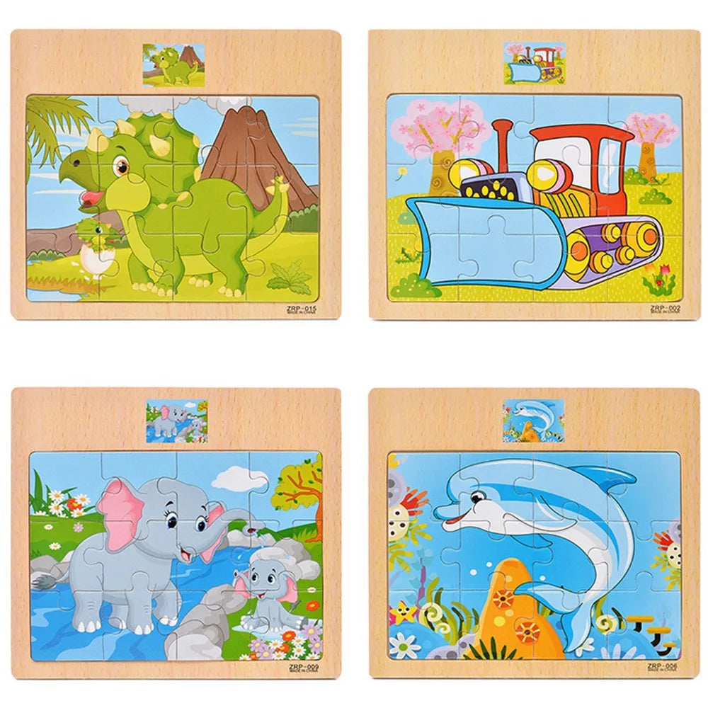 BrainBlox™ – Wooden Puzzle Set for Toddlers (Animals & Vehicles)