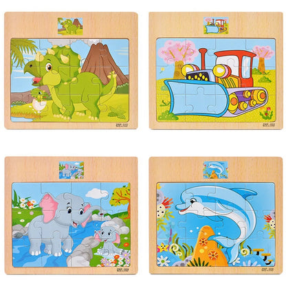 BrainBlox™ – Wooden Puzzle Set for Toddlers (Animals & Vehicles)