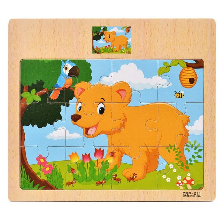 BrainBlox™ – Wooden Puzzle Set for Toddlers (Animals & Vehicles)