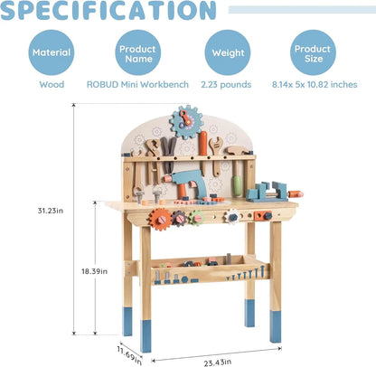 BuildBuddy™ 🔧👷 – Wooden Tool Bench Set for Kids (41-Piece Play Workshop)