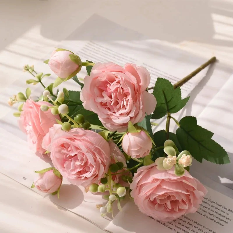 RoseBliss™ – 30cm Peony Silk Bouquet for Weddings & Home Décor