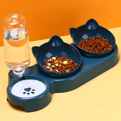 MeowMate™ – Ergonomic Cat Feeder with 3-in-1 Bowl & Gravity Water Bottle