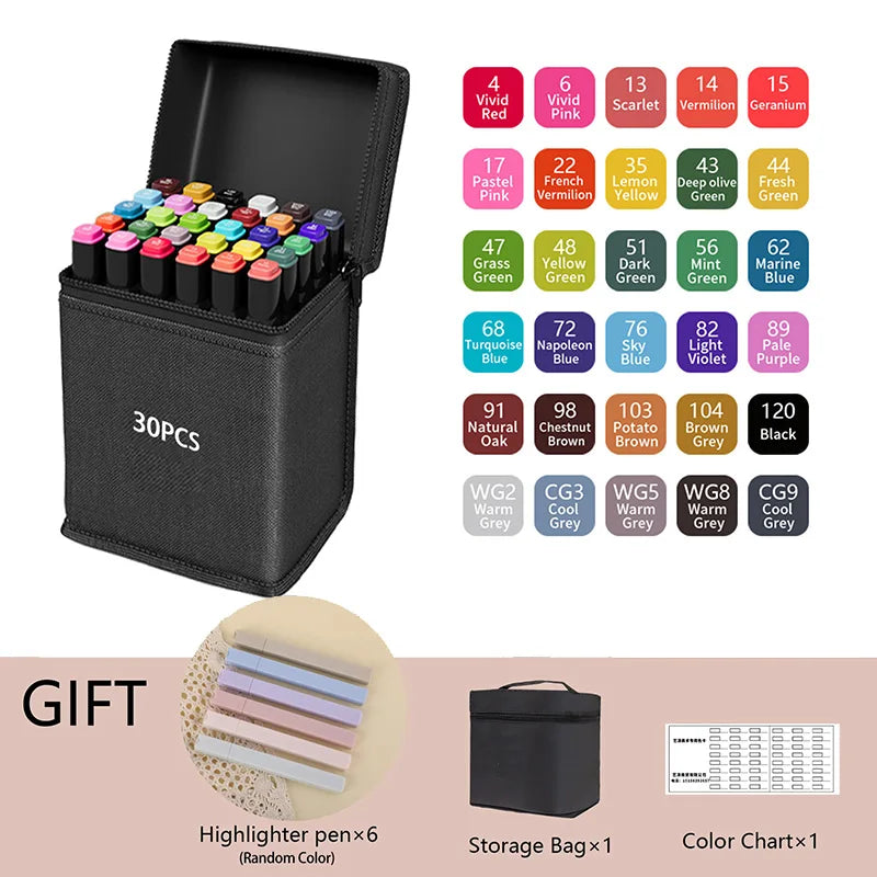 ✍️ InkMaster™ Pro Marker Set – Permanent Dual-Tip Drawing Pens for Artists & Students (24–262 Colors)