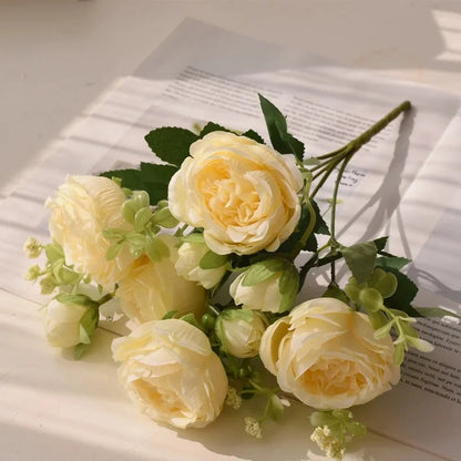 RoseBliss™ – 30cm Peony Silk Bouquet for Weddings & Home Décor