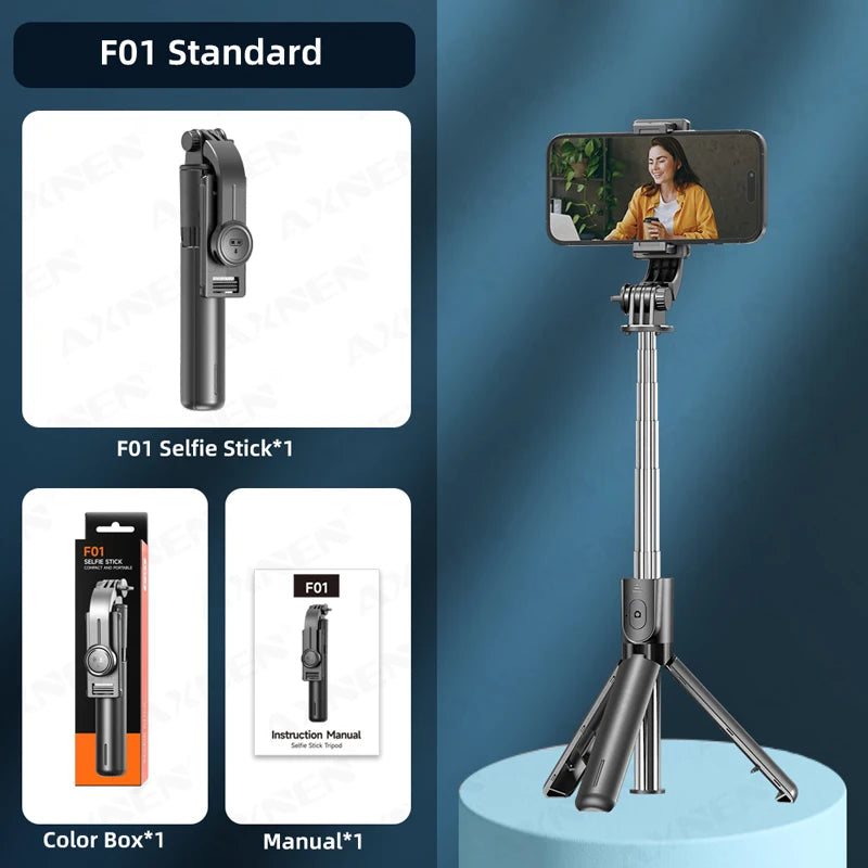 📸💡 FlexiClick™ Wireless Selfie Stick & Tripod Stand with LED Fill Light