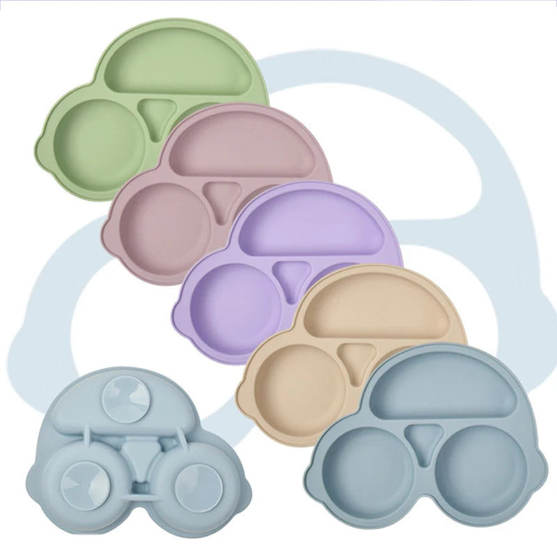 HappyMealMate™ 😊🍽️ – Baby Silicone Suction Plate with Cartoon Design