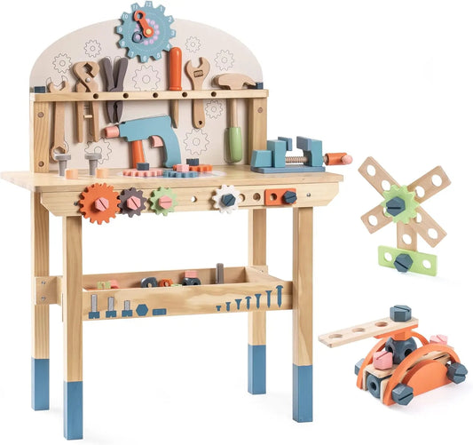 BuildBuddy™ 🔧👷 – Wooden Tool Bench Set for Kids (41-Piece Play Workshop)