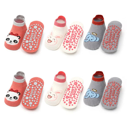 TinyToes™ Animal Socks 🐘🧦 – 6 Pairs Breathable Non-Slip Baby & Toddler Cotton Socks