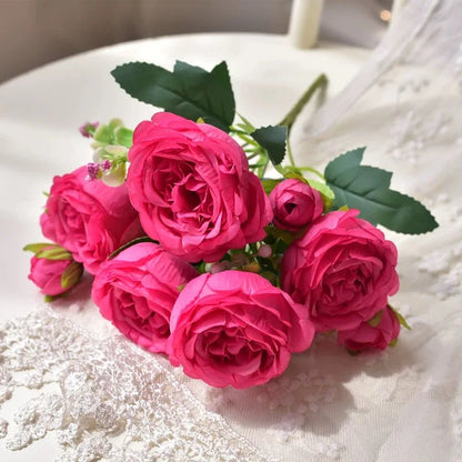 RoseBliss™ – 30cm Peony Silk Bouquet for Weddings & Home Décor