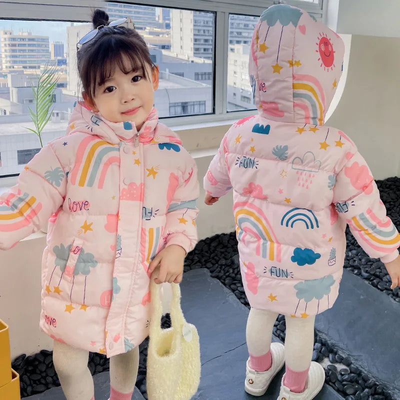 SnowSnug™ – Toddler Cotton Winter Jacket with Hood (2–7 Years)