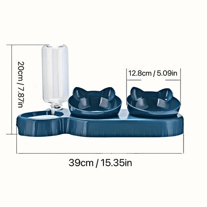 MeowMate™ – Ergonomic Cat Feeder with 3-in-1 Bowl & Gravity Water Bottle