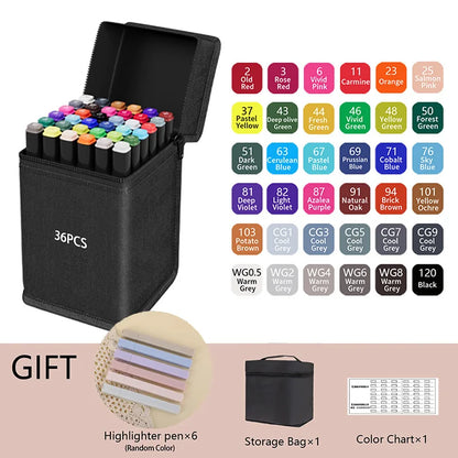 ✍️ InkMaster™ Pro Marker Set – Permanent Dual-Tip Drawing Pens for Artists & Students (24–262 Colors)