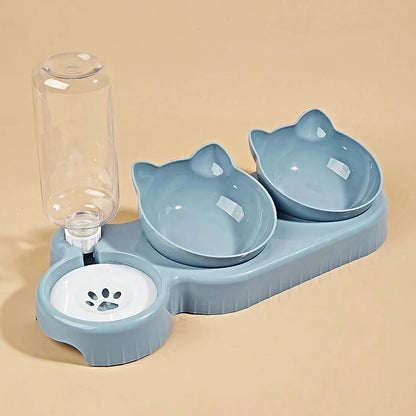 MeowMate™ – Ergonomic Cat Feeder with 3-in-1 Bowl & Gravity Water Bottle