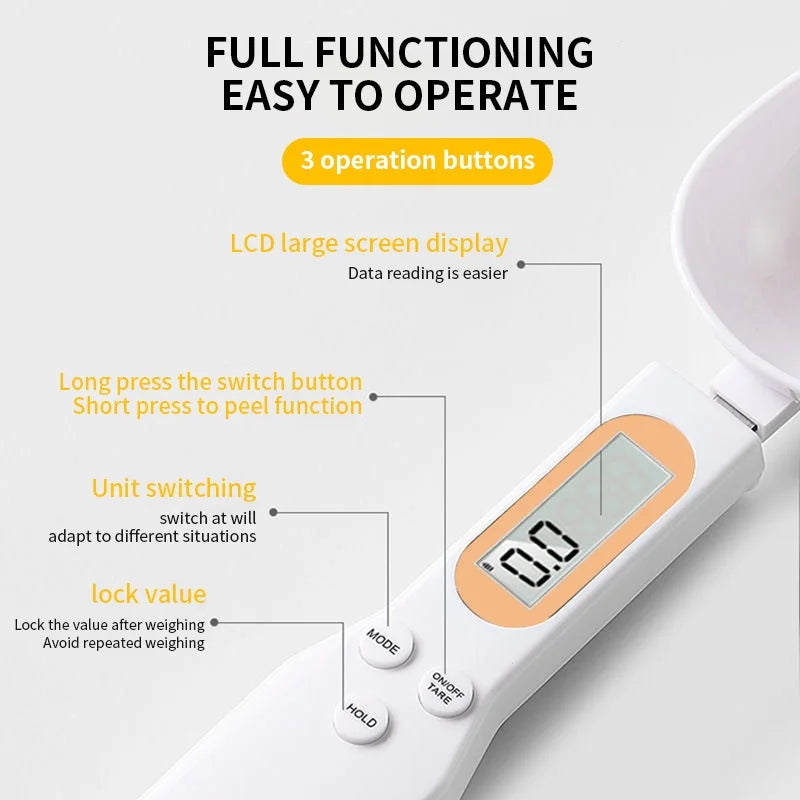 DigiScoop™ Smart Kitchen Spoon Scale – 0.1g Accuracy for Food & Baking