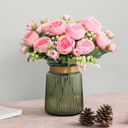RoseBliss™ – 30cm Peony Silk Bouquet for Weddings & Home Décor