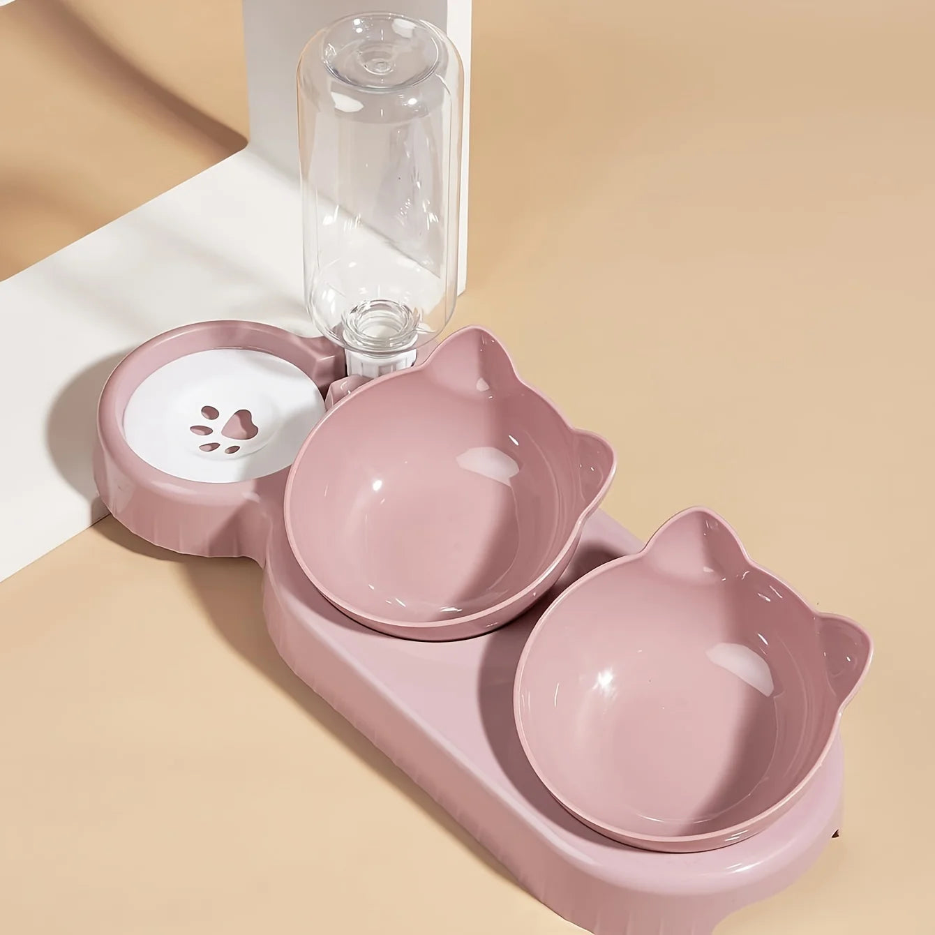 MeowMate™ – Ergonomic Cat Feeder with 3-in-1 Bowl & Gravity Water Bottle