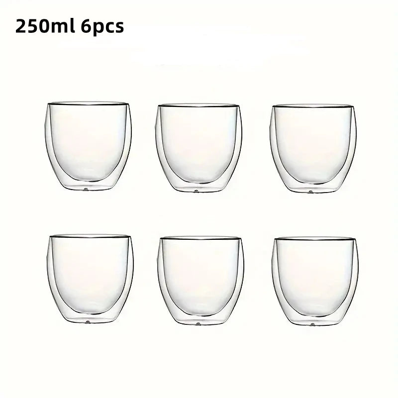 ThermaSip™ Deluxe – Double-Wall Insulated Glass Coffee Cups Set (6pcs) 🔥🧊
