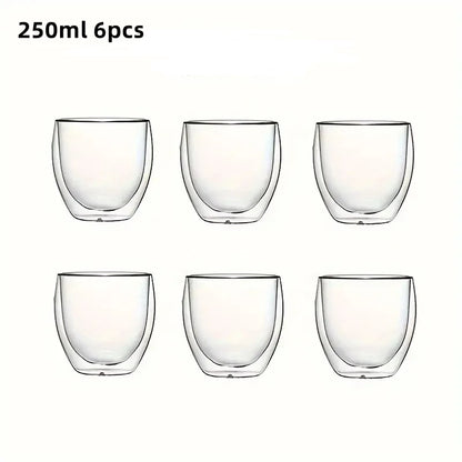 ThermaSip™ Deluxe – Double-Wall Insulated Glass Coffee Cups Set (6pcs) 🔥🧊
