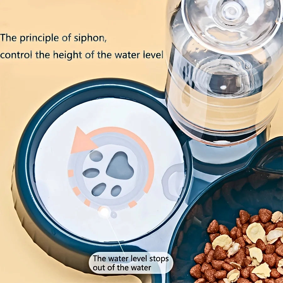 MeowMate™ – Ergonomic Cat Feeder with 3-in-1 Bowl & Gravity Water Bottle