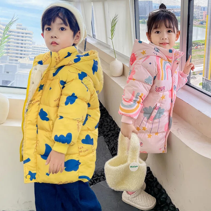 SnowSnug™ – Toddler Cotton Winter Jacket with Hood (2–7 Years)