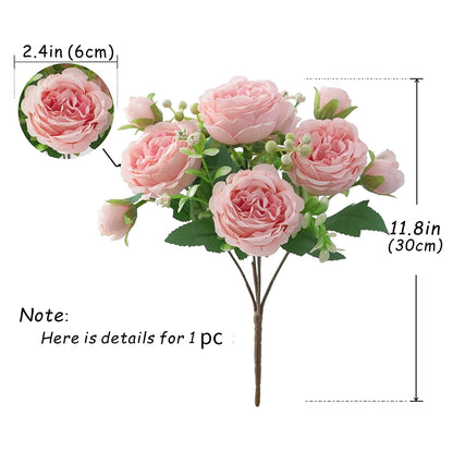 RoseBliss™ – 30cm Peony Silk Bouquet for Weddings & Home Décor