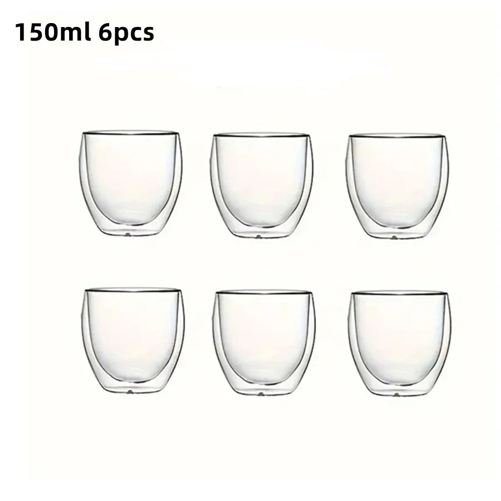ThermaSip™ Deluxe – Double-Wall Insulated Glass Coffee Cups Set (6pcs) 🔥🧊