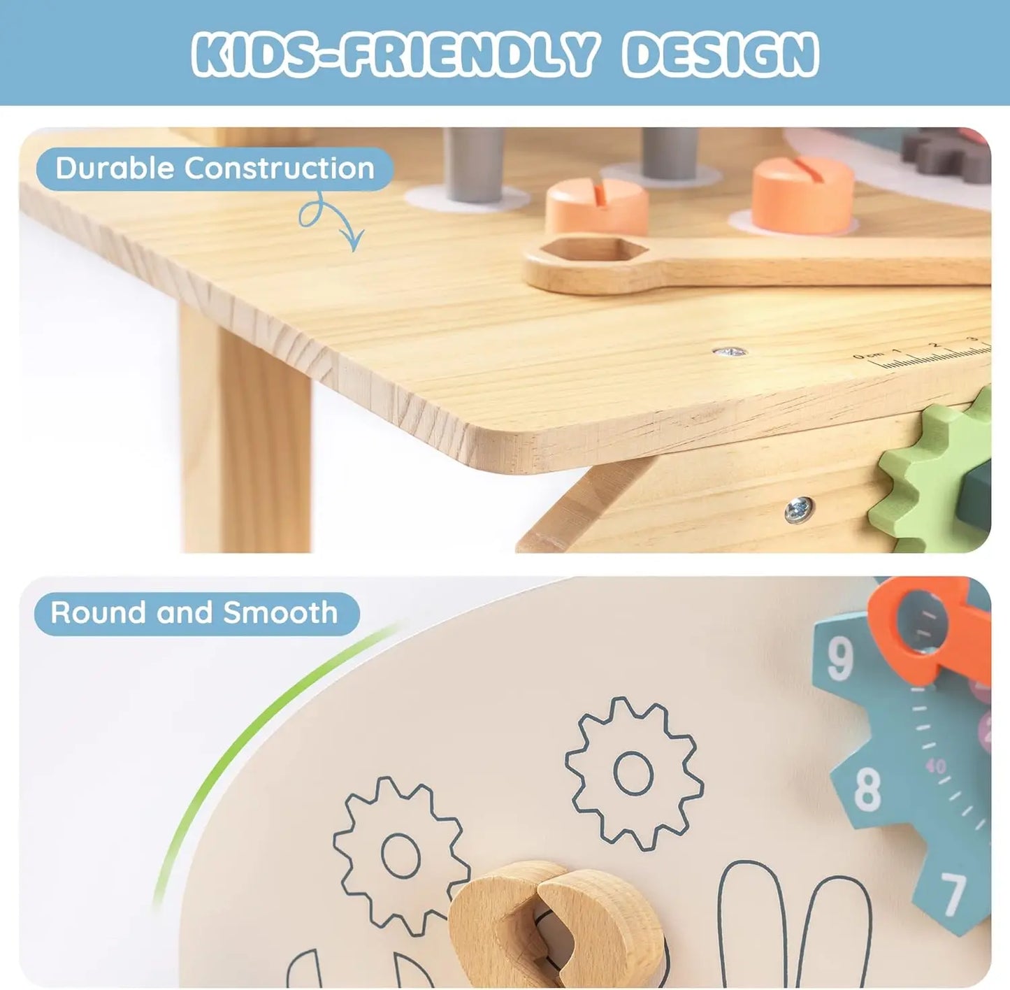 BuildBuddy™ 🔧👷 – Wooden Tool Bench Set for Kids (41-Piece Play Workshop)