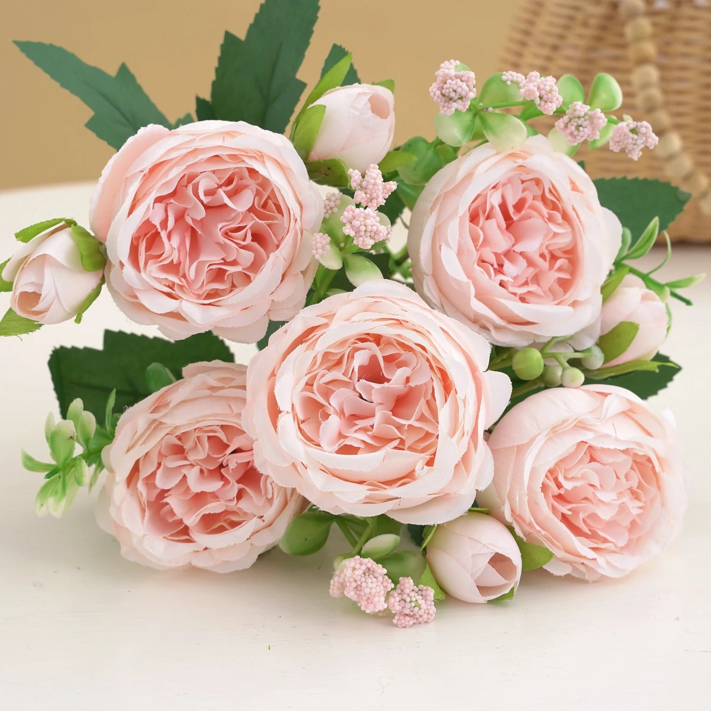 RoseBliss™ – 30cm Peony Silk Bouquet for Weddings & Home Décor