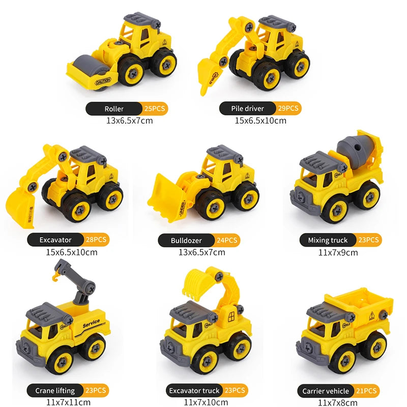 KiddoMachines™ 🚚👷 – 8-Piece DIY Engineering Car Toys for Boys & Girls
