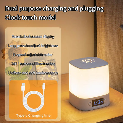 DreamGlow™ 🛌💡 – LED Bedside Clock Lamp with Touch Switch & Soothing Light Display