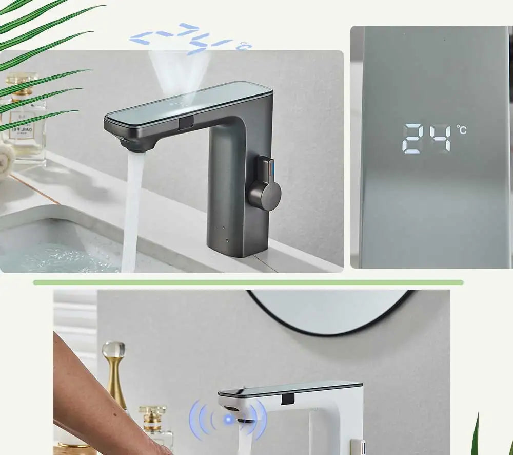 AquaSense Pro™ – Touchless Bathroom Faucet with Smart Display