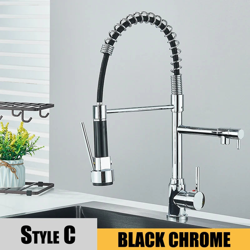 JetStream™ Pro Kitchen Faucet – Hot & Cold Black Tap with 360° Rotation