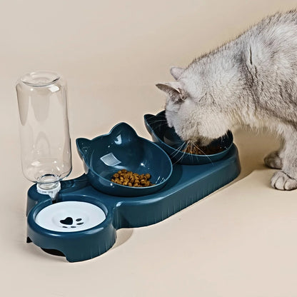 MeowMate™ – Ergonomic Cat Feeder with 3-in-1 Bowl & Gravity Water Bottle